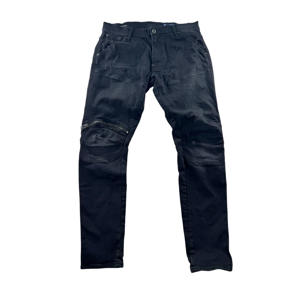 G-Raw 3D Zip Knee 5620 Skinny Mens Jeans Black 34x32 Moto Biker Denim Grunge